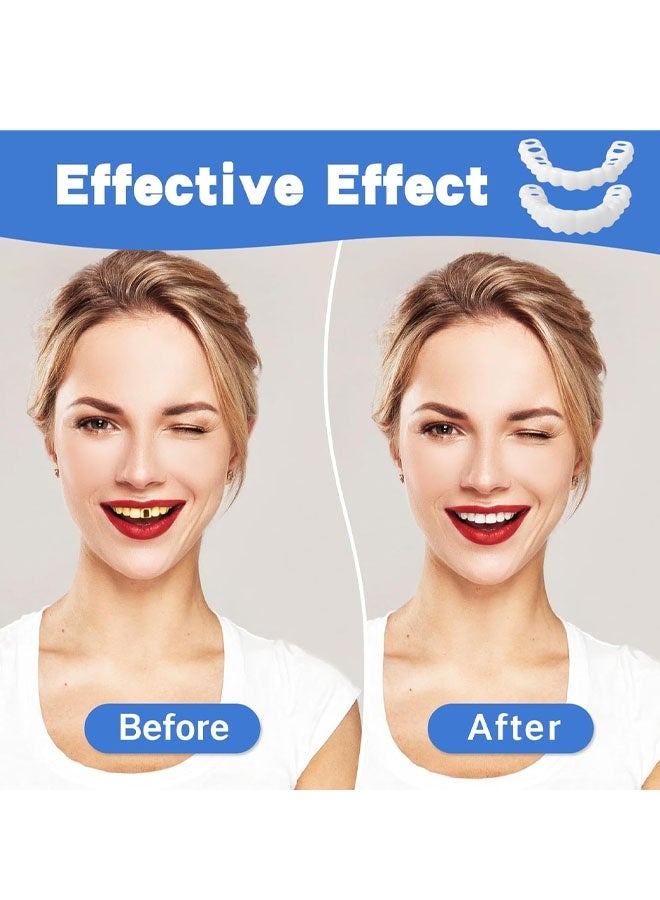 3 أزواج من أغطية الأسنان مع أسنان صناعية علوية وسفلية للأسنان المكسورة أو المفقودة، سهلة التركيب، تمنحك ابتسامة واثقة، أطقم أسنان صناعية للرجال، سهلة الاستخدام. - Image 2